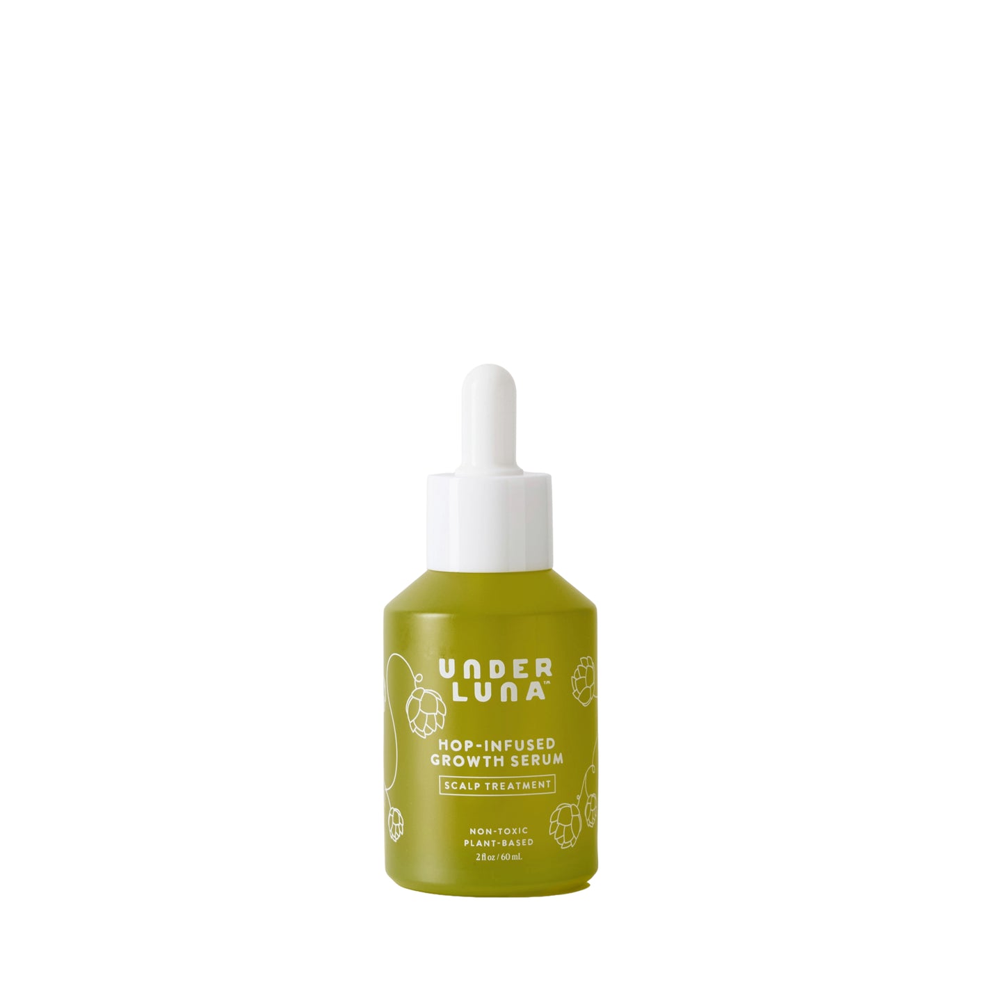 Under Luna Limited Hop-Infused Serum bottle – natural scalp serum with hops, cacao, amla, and bhringraj for healthy, revitalized hair.