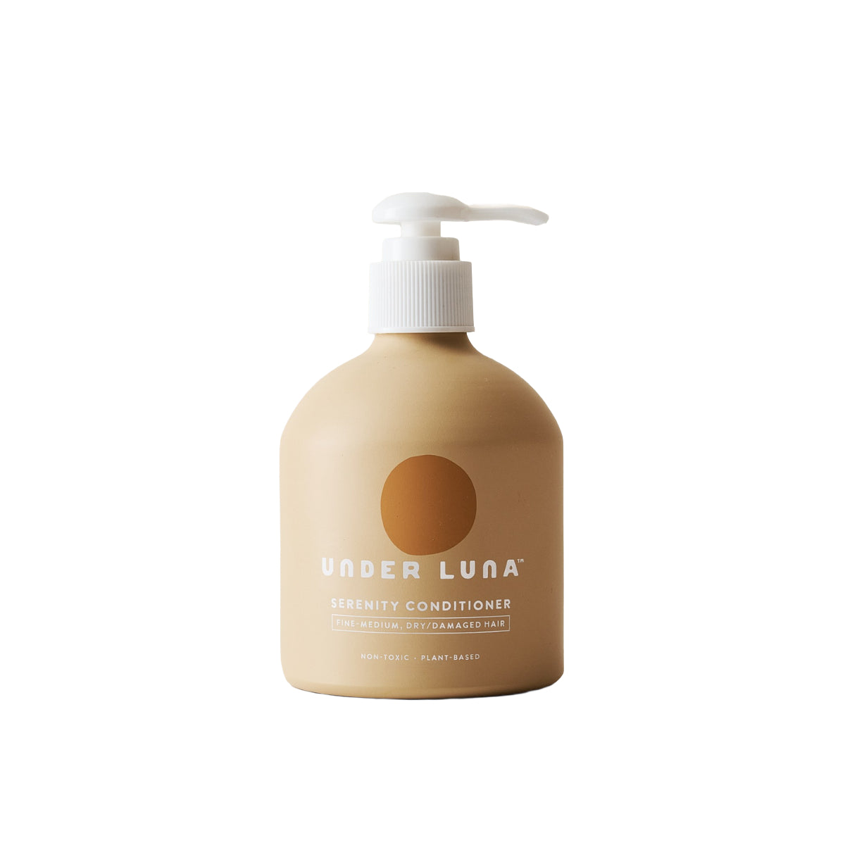 Under Luna Serenity Conditioner in recyclable aluminum bottle, nourishing formula with sandalwood, cabreuva, calendula, and geranium for dry or damaged hair