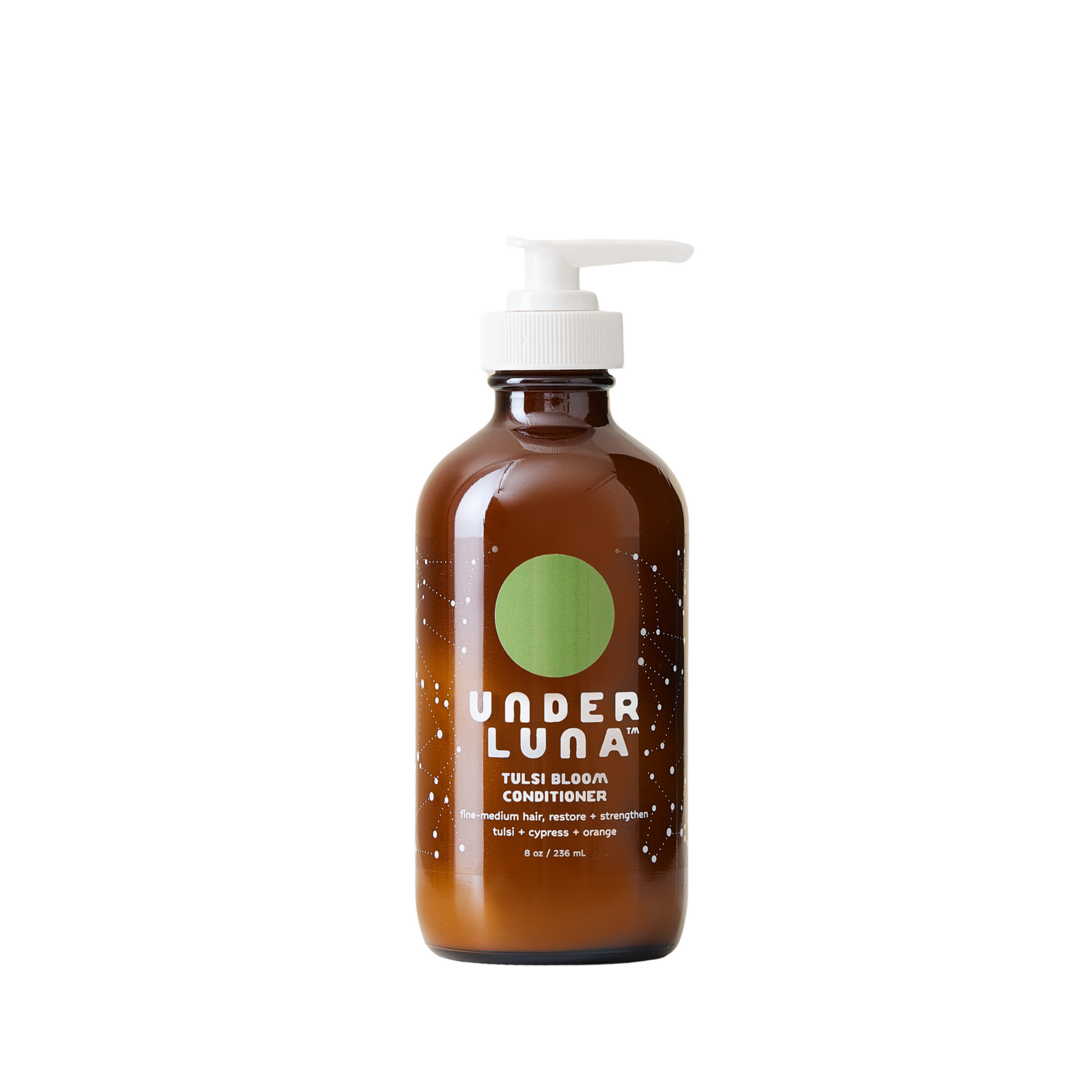 UNDER LUNA Tulsi Bloom Conditioner, restores and strengthens fine to medium hair with tulsi, nettle, and rosemary hydrosol. Ideal for postpartum or brittle hair.