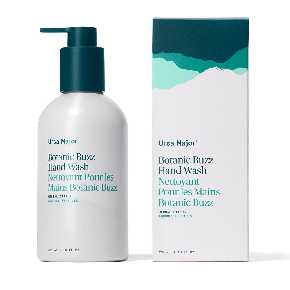 Ursa Major Botanic Buzz Hand Wash – sulfate-free formula with aloe, birch sap, and an herbal aroma.
