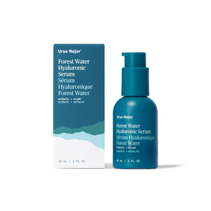 URSA MAJOR Forest Water Hyaluronic Serum bottle with natural hydrating ingredients.