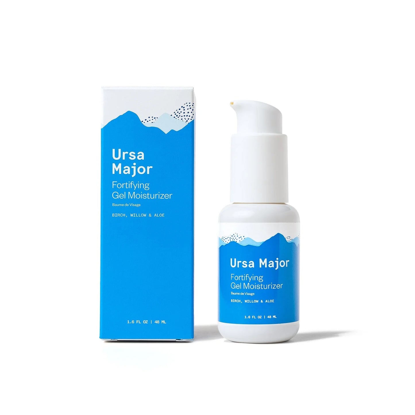 URSA MAJOR Fortifying Gel Moisturizer - lightweight, serum-like daily moisturizer for clear, refreshed, and hydrated skin. Absorbs quickly with a shine-free finish. Contains Aloe and Willow Bark for brightening and tightening. Ideal for sensitive, oily, or acne-prone skin. Formerly known as Fortifying Face Balm.