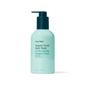 URSA MAJOR Hoppin’ Fresh Body Wash 295ml bottle with energizing Peppermint, Eucalyptus, and citrus scent, sulfate-free and gentle on skin.