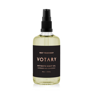VOTARY Lavender and Chamomile Bath and Body Oil in glass bottle for bath, shower, or body application