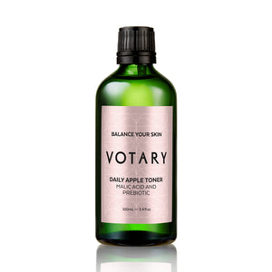 VOTARY Daily Apple Toner bottle with apple extract and gentle AHAs, designed to brighten and hydrate skin.