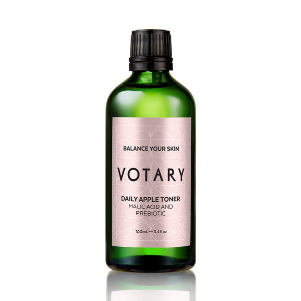 VOTARY Daily Apple Toner bottle with apple extract and gentle AHAs, designed to brighten and hydrate skin.