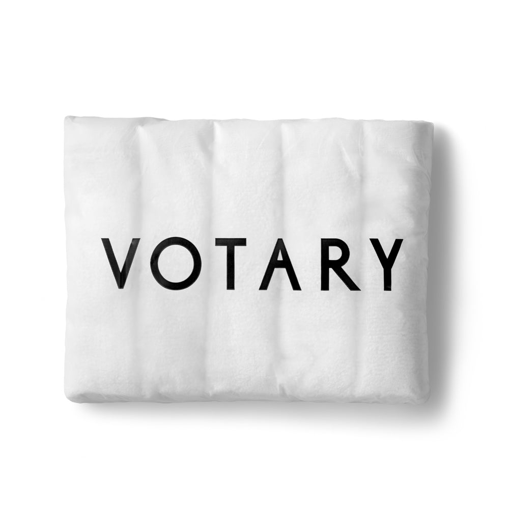 Pack of five 100% pure cotton terry face cloths by VOTARY, soft and breathable for gentle cleansing.