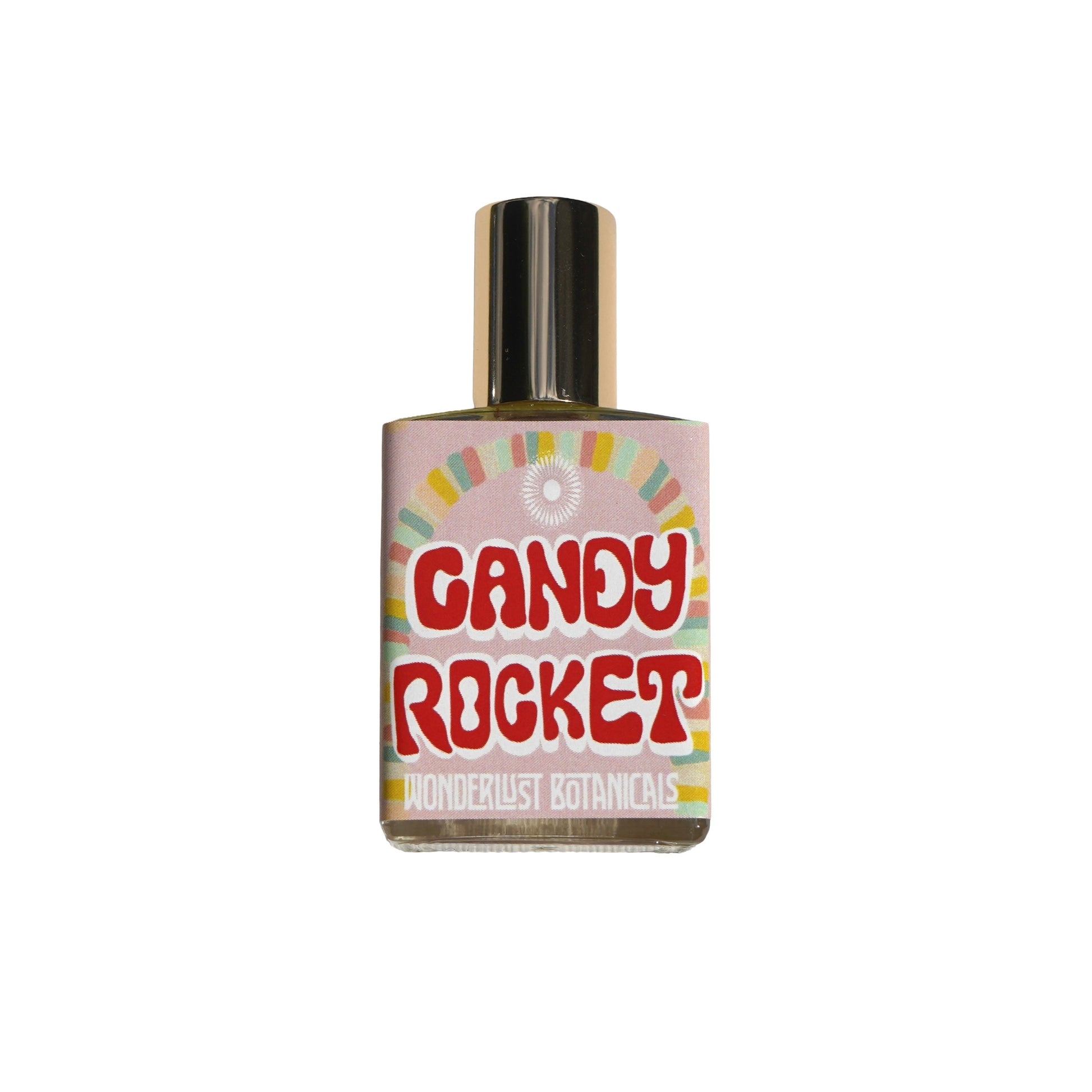 WONDERLUST BOTANICALS Fairy Natural Perfume roll-on bottle with a bright, uplifting lemon and rose scent made from 100% natural essential oils.