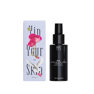 YIN YOUR SKIN ELO Active Serum-Cream Complex in violet Miron glass bottle with natural botanical ingredients.