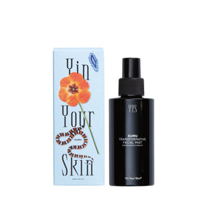 YIN YOUR SKIN SUMU Transformative Facial Mist in violet Miron glass bottle with botanical extracts and orange blossom aroma.