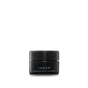 CREATION LUMEN peptide eye cream in a sleek jar, enriched with vitamin C, caffeine, and rosehip oil to brighten dark circles, smooth the look of fine lines, and hydrate the delicate under-eye area.