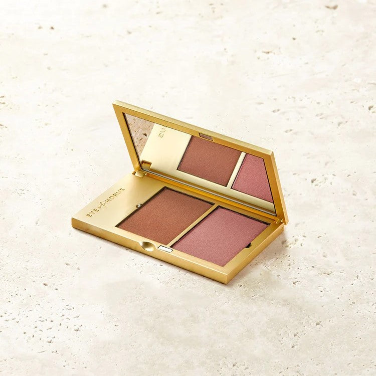 Eye of Horus Complexion Duo Universal refillable compact with bronzer and blush. Natural, vegan formula enriched with moringa oil and desert clay.