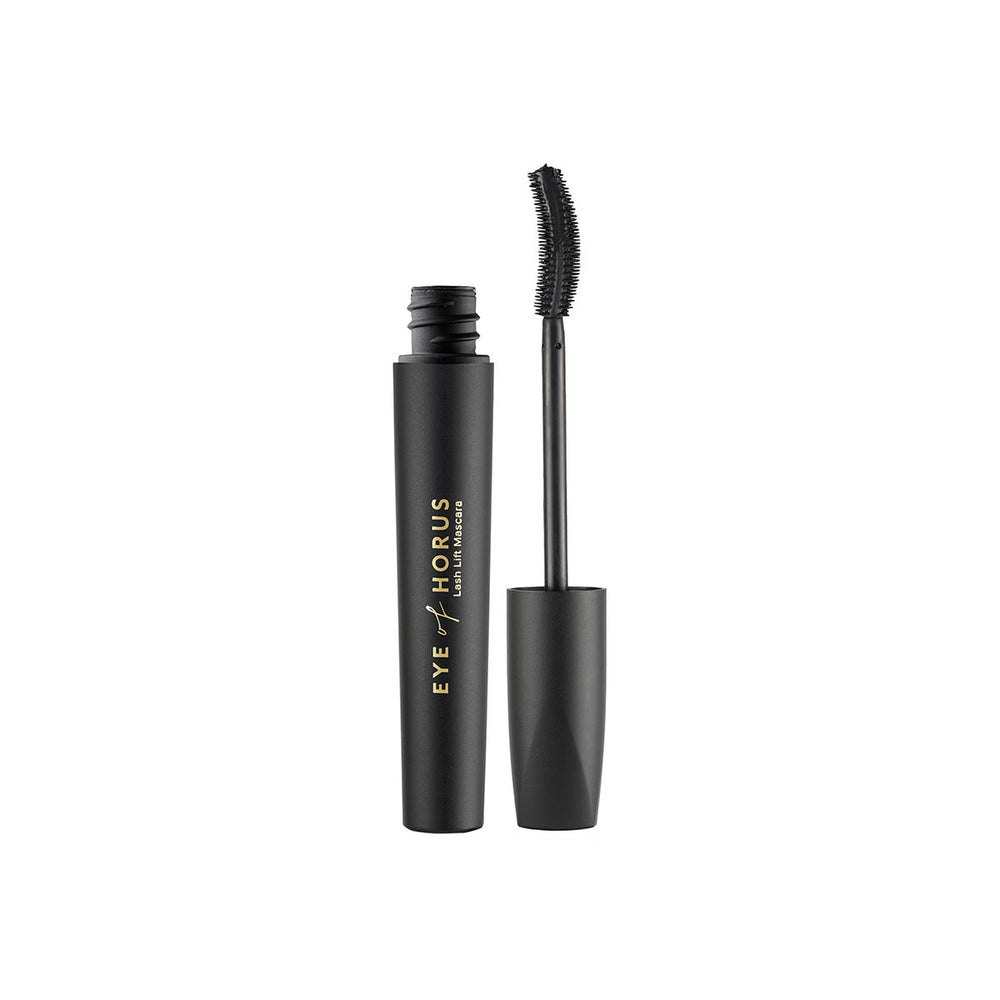 Eye of Horus Lash Lift Mascara Black; vegan, 98% organic, volumising and lengthening formula with plant collagen, marine algae, and innovative high-tech wand.
