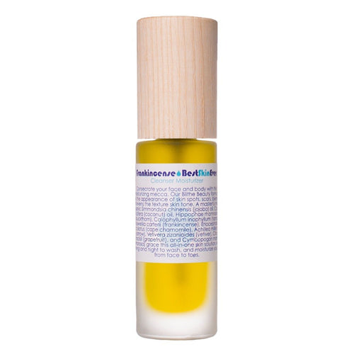 Living Libations Best Skin Ever Frankincense, a cleansing, exfoliating, and moisturizing blend of Frankincense, Seabuckthorn, and essential oils for radiant skin. 30ml
