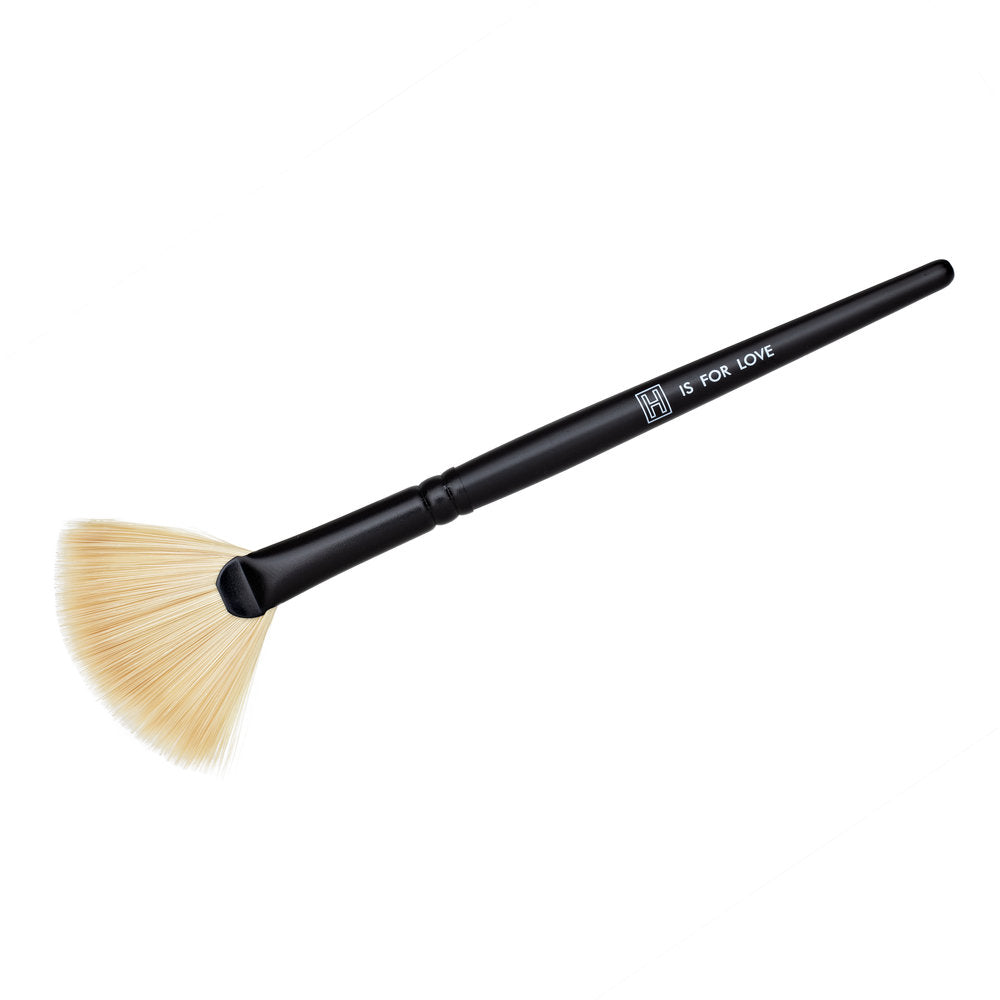 H Is For Love H Masking Brush with matte black handle and fan-shaped bristles for perfect mask application. Cruelty-free and designed for precise use.