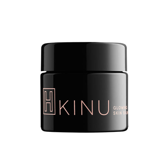 H IS FOR LOVE KINU Glowing Body Balm, a luxurious whipped balm that gives skin a radiant glow and soft, smooth texture. Perfect for daily use, with a warm, woody scent.