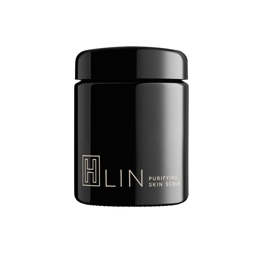 H IS FOR LOVE LIN Purifying Skin Scrub, a gentle exfoliating scrub with a whipped mousse texture, featuring ingredients like coconut oil, shea butter, and vetiver, for smooth and radiant skin.