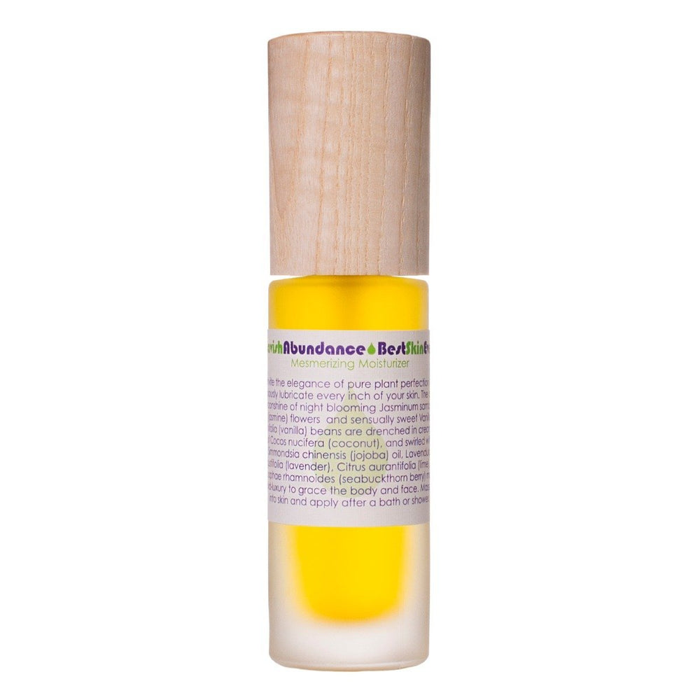 Living Libations Best Skin Ever Lavish Abundance, a luxurious blend of Jasmine, Vanilla, and Seabuckthorn for cleansing, exfoliating, and nourishing the skin. 30ml