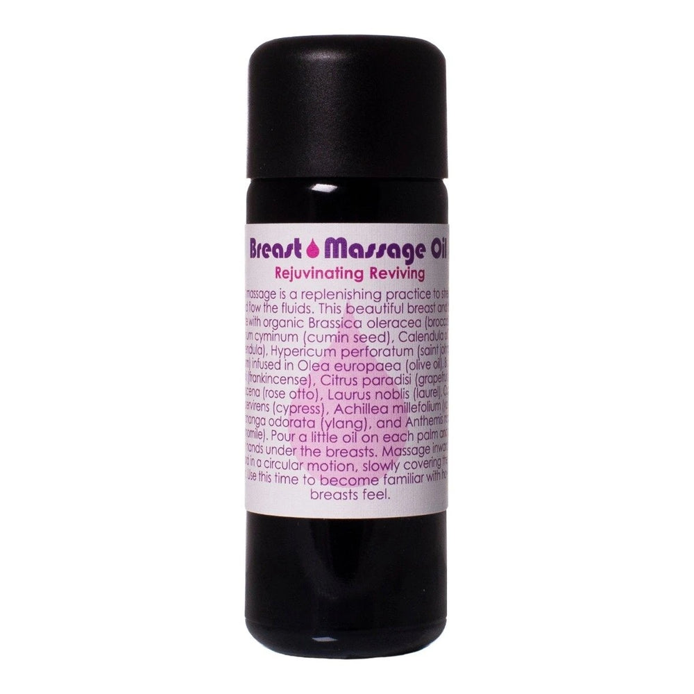 Living Libations Breast Massage Oil for breast health and relaxation with botanical ingredients. 50ml