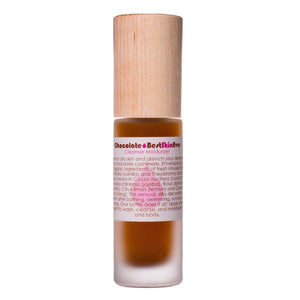 Living Libations Best Skin Ever Chocolate, a nourishing blend of raw chocolate, vanilla, coconut, and essential oils for soft, hydrated skin. 30ml