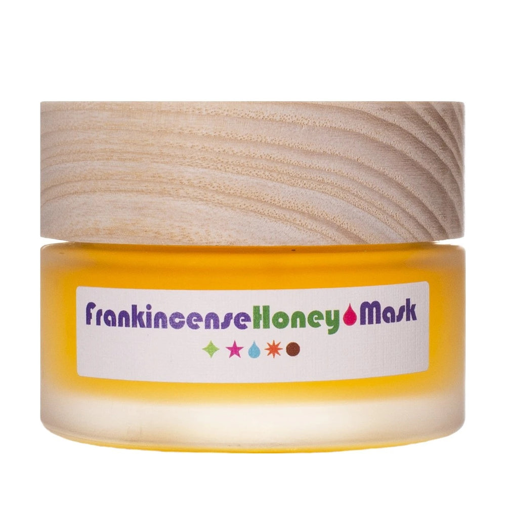 Living Libations Frankincense Honey Mask in glass jar. 30ml