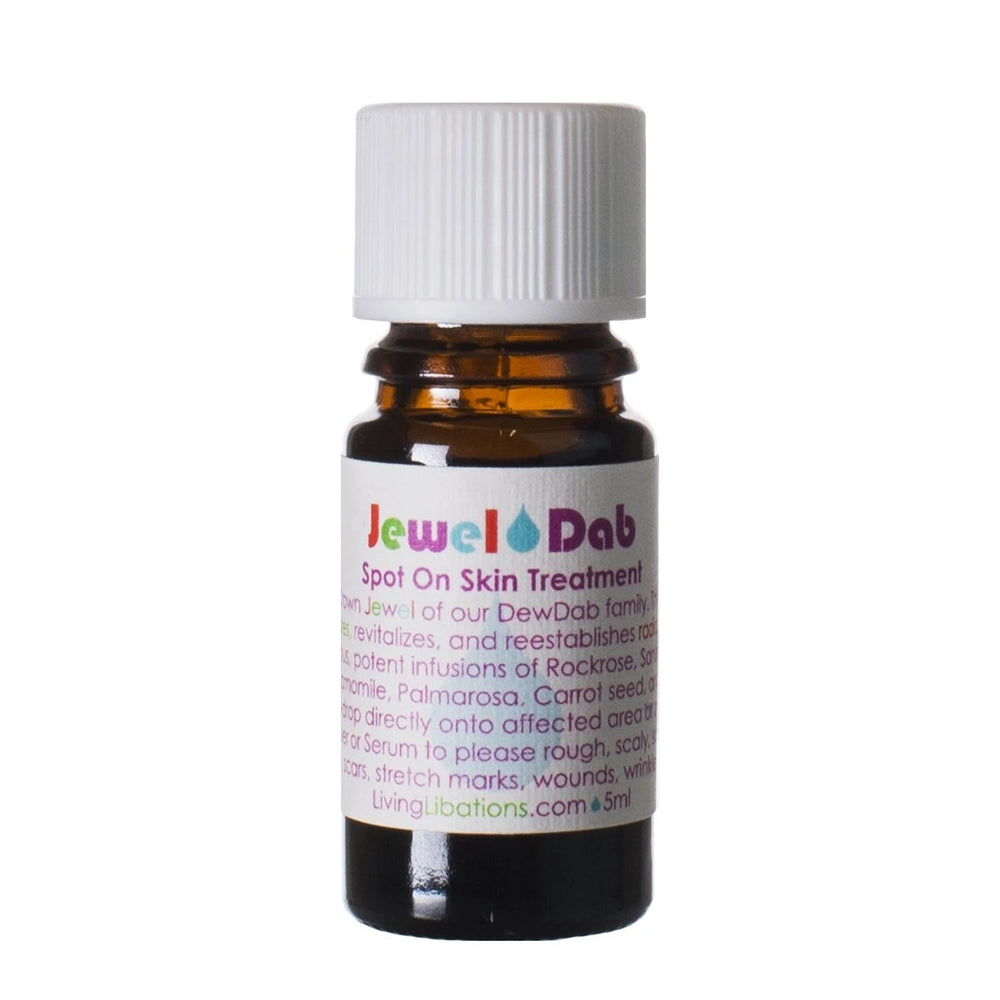 Living Libations JewelDab - A concentrated serum to restore radiance, soften scars, and smooth skin texture with rockrose, sandalwood, myrrh, and more rejuvenating essential oils. 5ml
