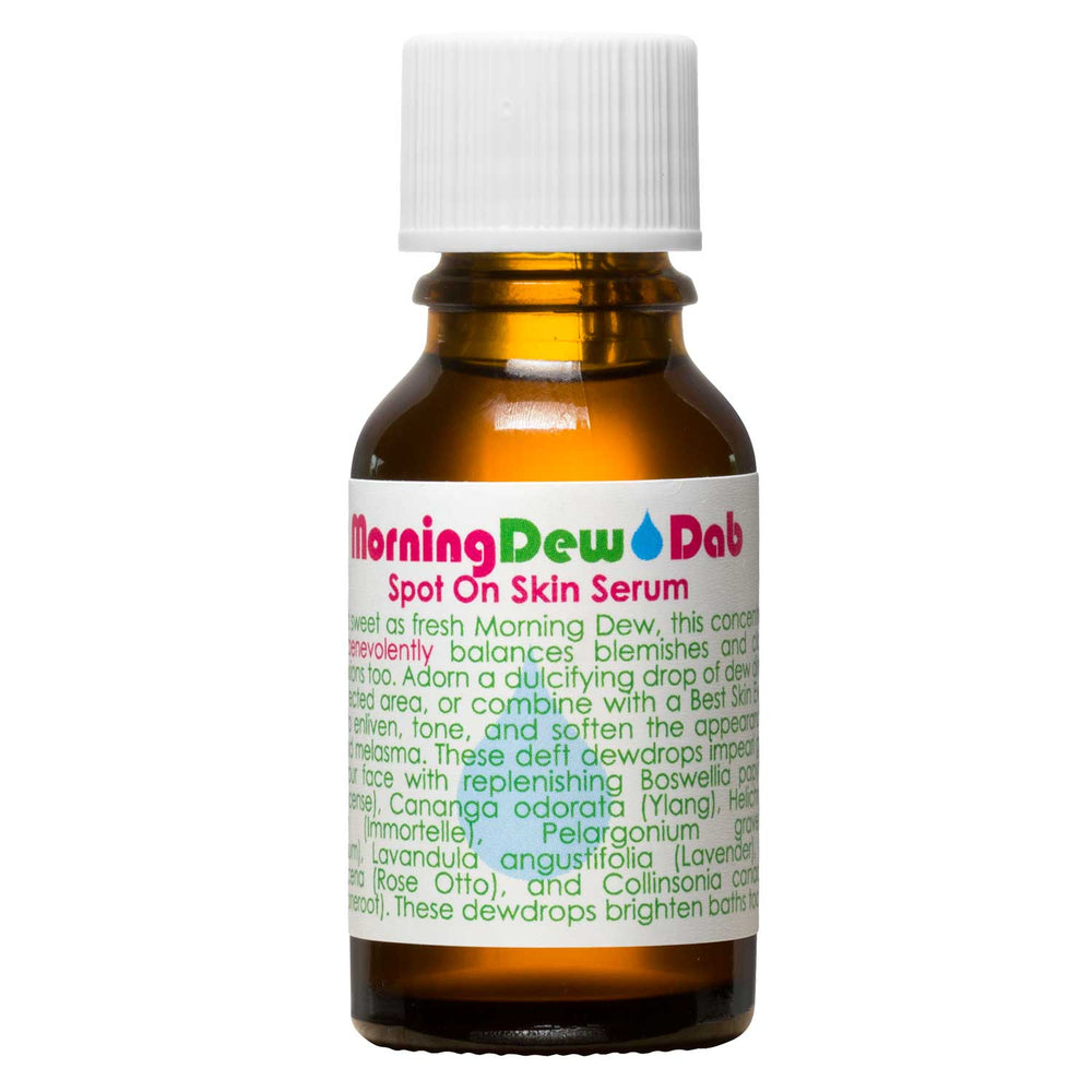 Living Libations Morning Dew Dab glass bottle with floral label. 5ml