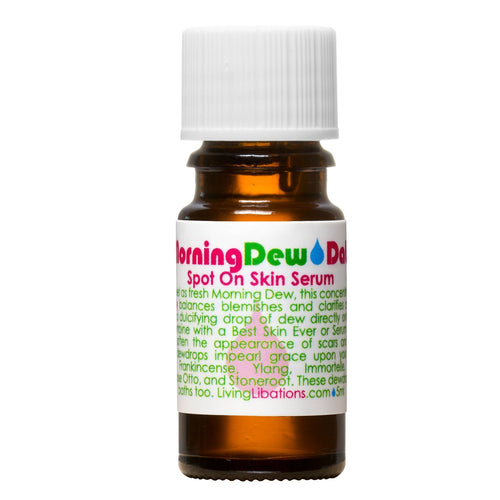 Living Libations Morning Dew Dab glass bottle with floral label. 5ml