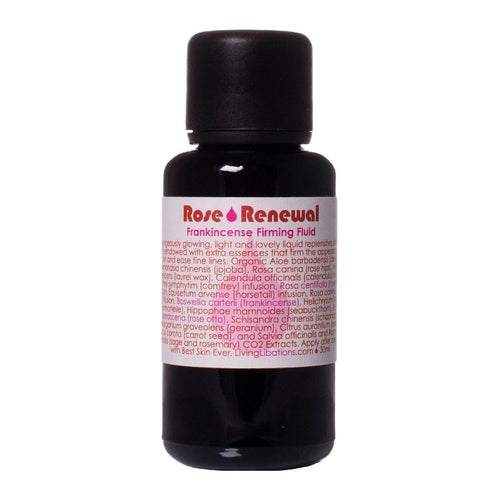 Living Libations Rose Renewal + Frankincense Firming Fluid for lightweight summer hydration. 30ml