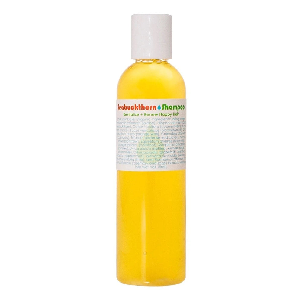 Living Libations Seabuckthorn Shampoo bottle, made with nourishing botanicals for all hair types. 240ml