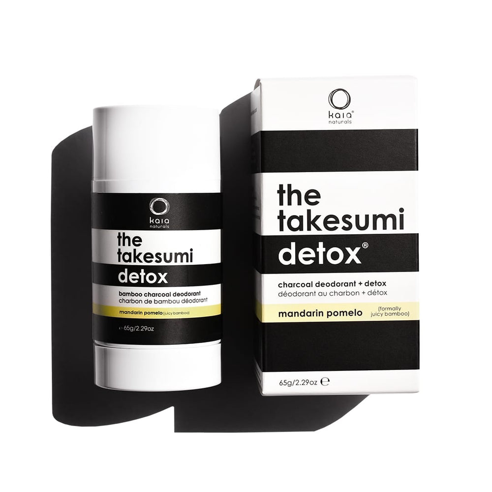 KAIA NATURALS Charcoal Deodorant Mandarin Pomelo – Aluminum and baking soda-free formula with activated charcoal, aloe vera, and a certified natural fragrance blend.