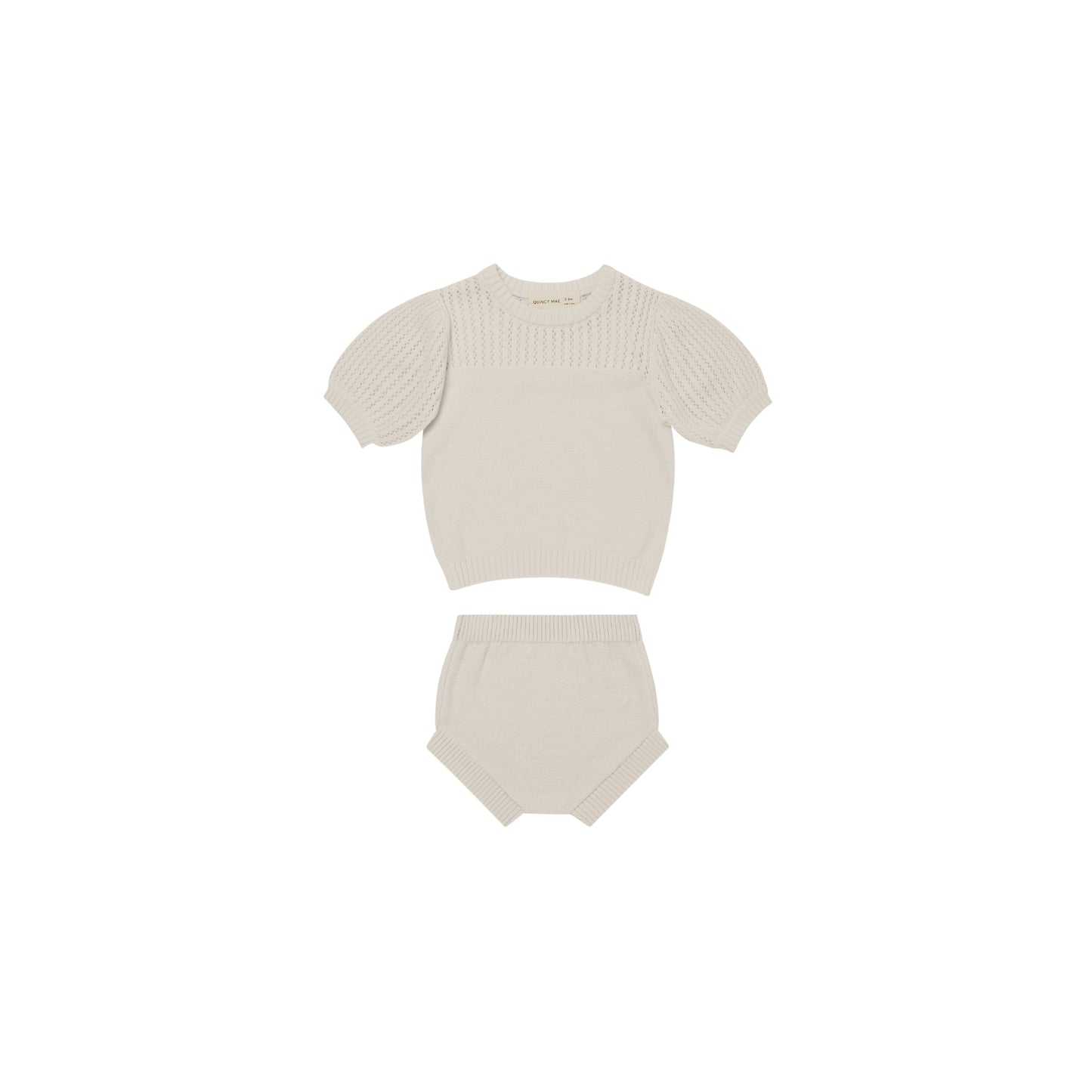 QUINCY MAE Pointelle Knit Set Natural ALWAYS SHOW