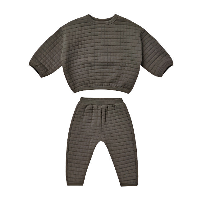 QUINCY MAE Quilted Sweater Pant Set charcoal always show