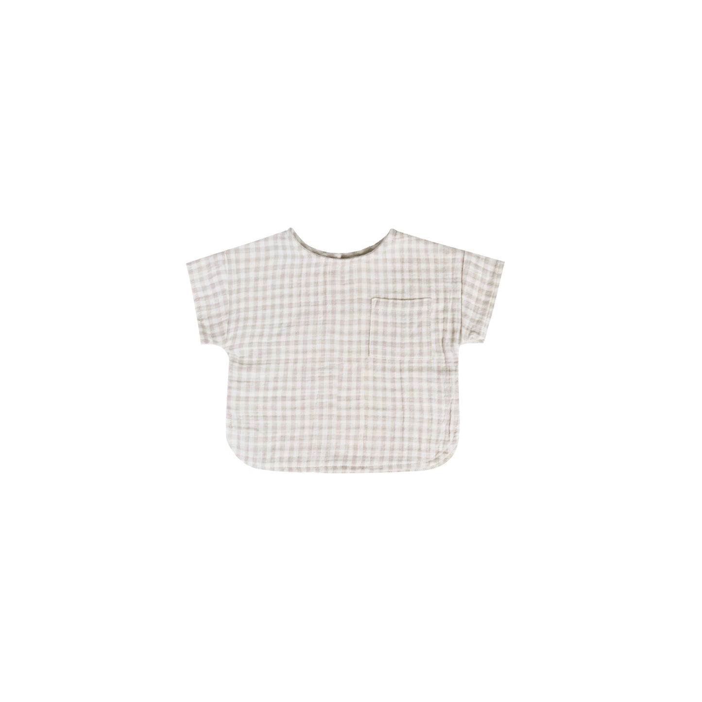QUINCY MAE Woven Boxy Top Silver Gingham ALWAYS SHOW