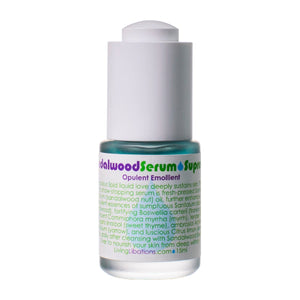 Living Libations Sandalwood Serum Supreme with sandalwood nut oil and botanical extracts. 15ml