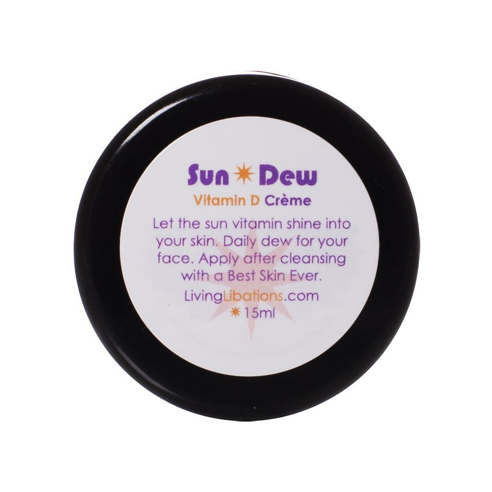 Living Libations Sun Dew Vitamin D Crème with vitamin D3 and brightening botanicals. 50ml